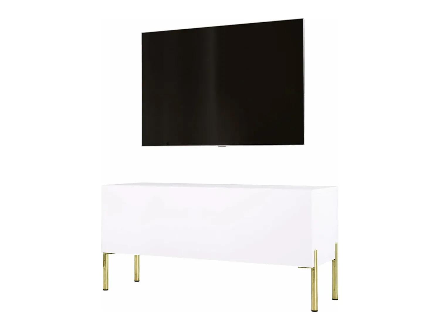 Outlet Móvel TV : Fosco, patas douradas, 100 x 52 x 32 cm Branco