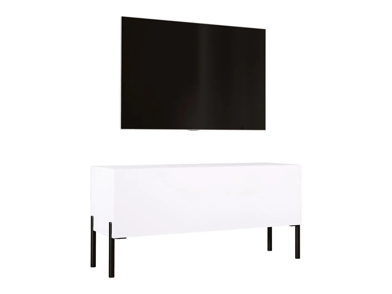 Móvel De Tv| Móvel TV : Fosco, patas pretas, 100 x 52 x 32 cm Branco