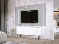 Móvel De Tv| Móvel TV : Fosco, patas pretas, 100 x 52 x 32 cm Branco