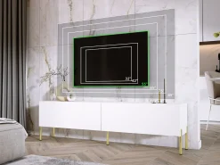 Online Móvel TV : Fosco, patas douradas, 170 x 52 x 32 cm Branco