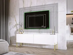 Móvel De Tv| Móvel TV : Fosco, patas dourados, 140 x 52 x 32 cm Branco