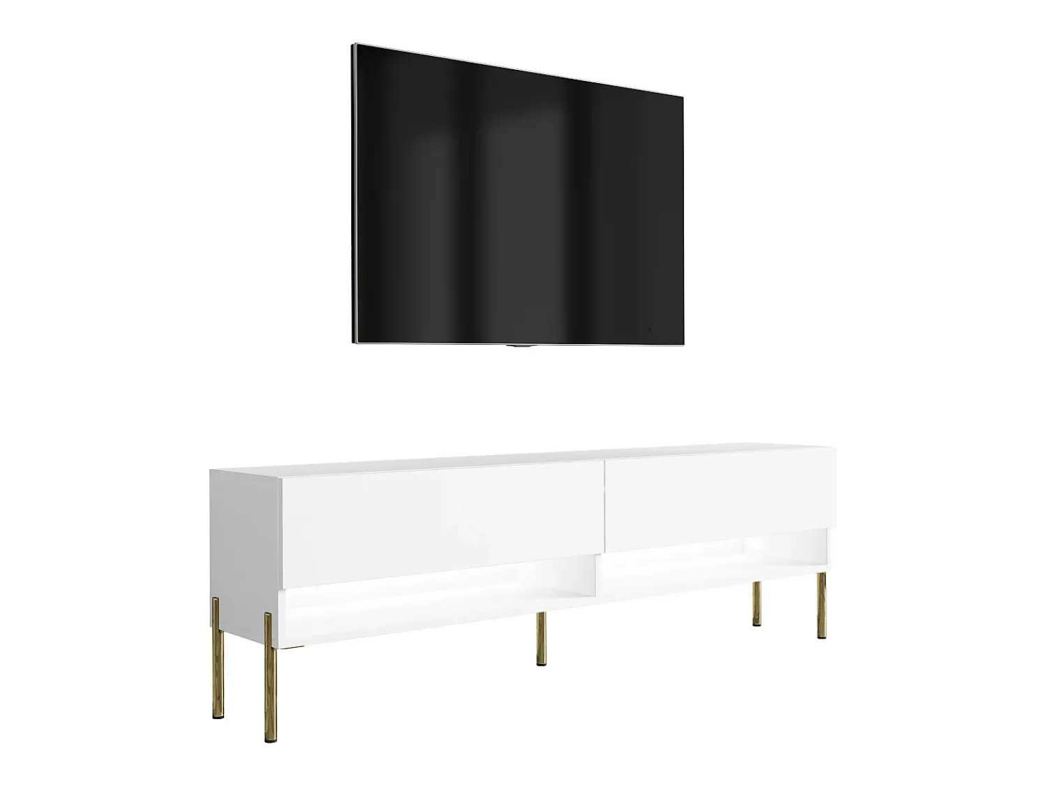 Móvel De Tv* Móvel TV : Fosco, pernas retas douradas, LED , 170 × 32 × 52 cm Branco
