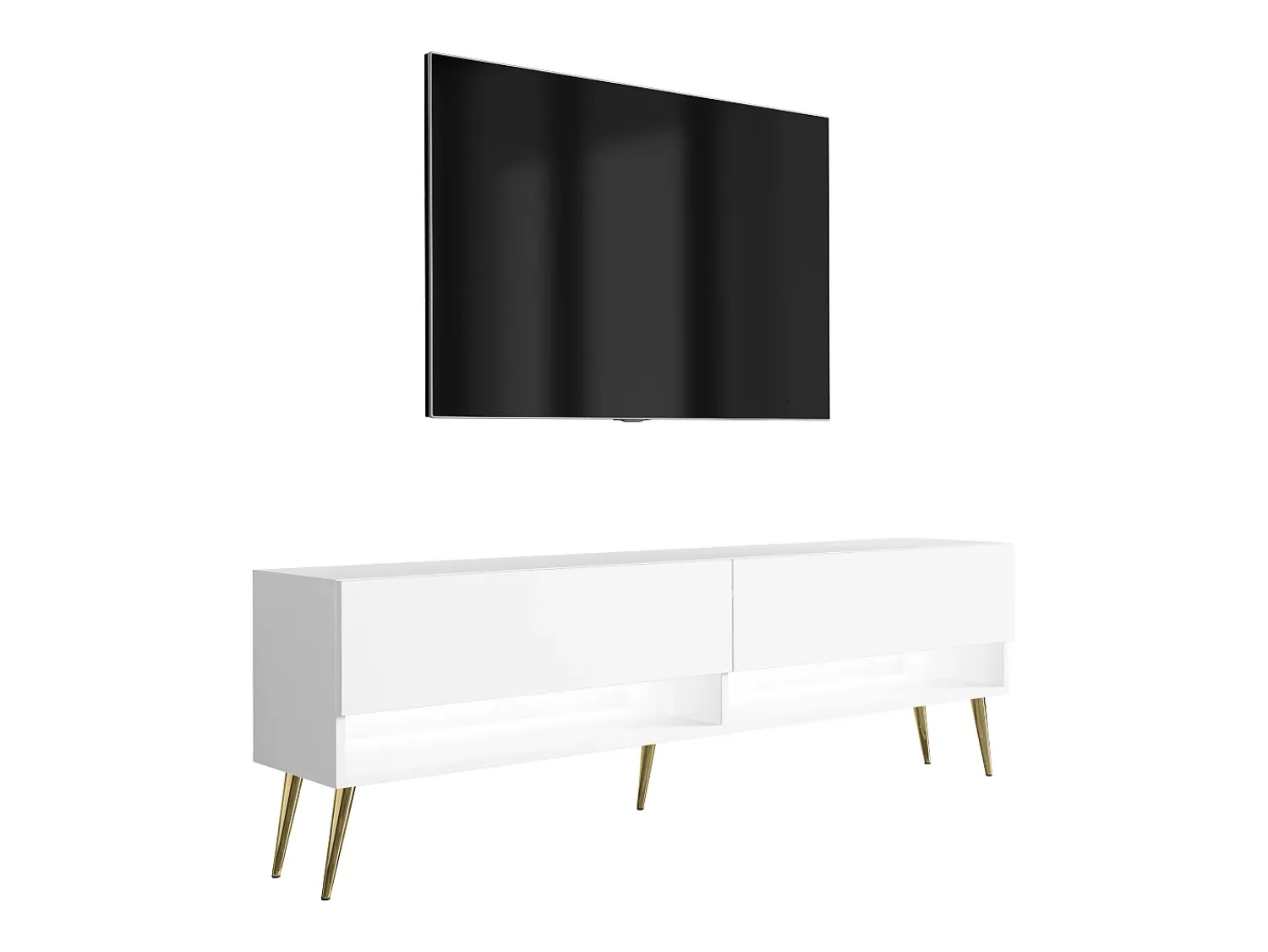Móvel De Tv| Móvel TV : Fosco, pernas douradas abertas, LED , 170 × 32 × 52 cm Branco