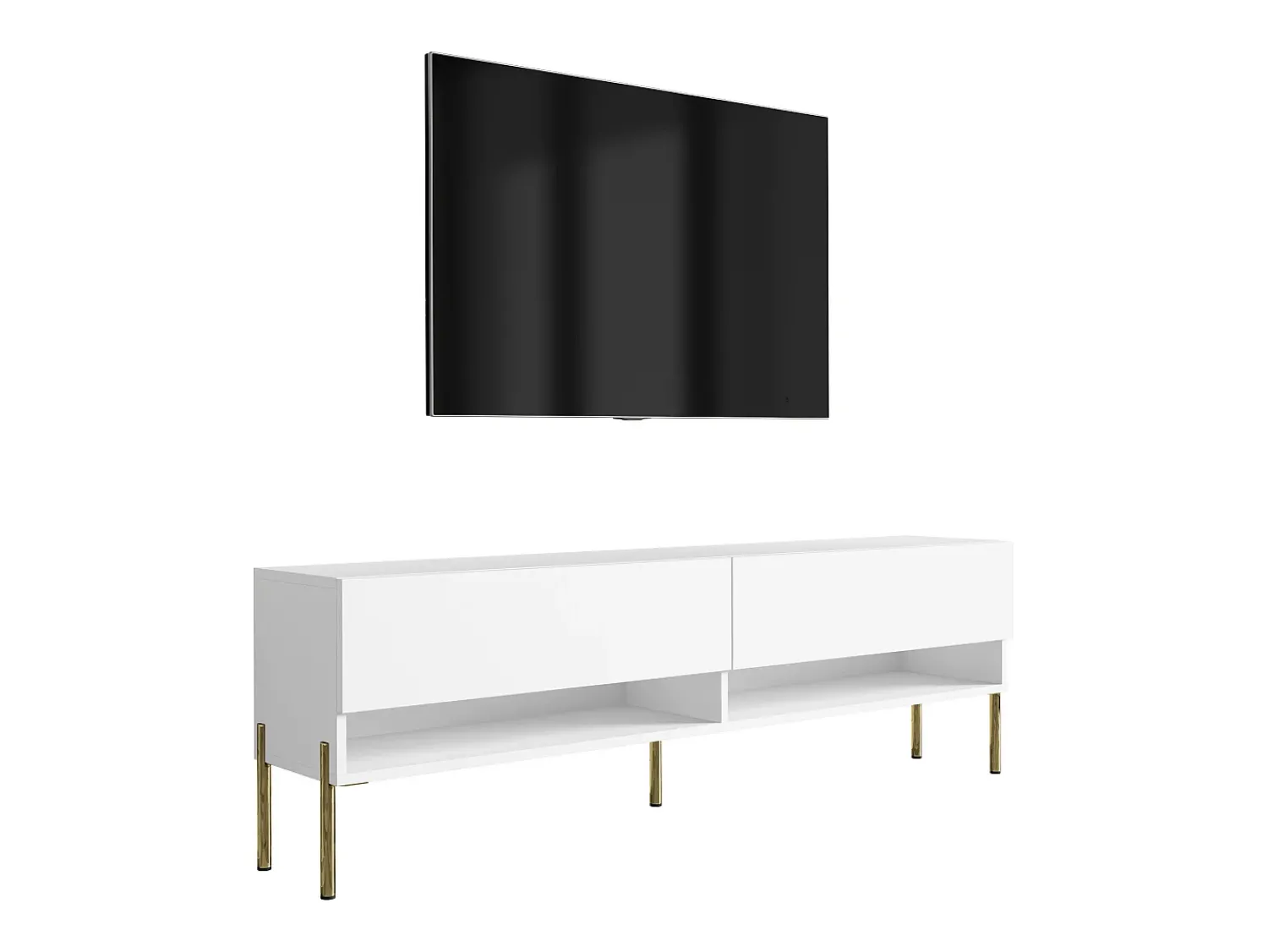 Móvel De Tv* Móvel TV : Fosco, pernas retas douradas, 170 × 32 × 52 cm Branco