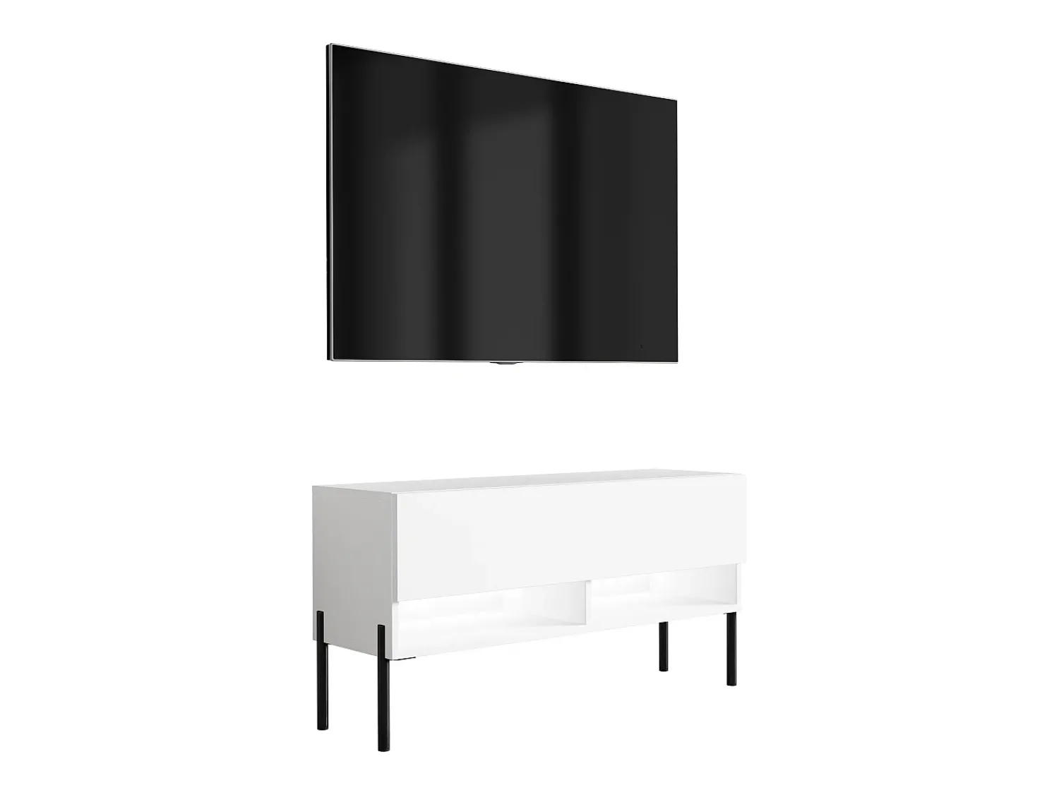 Móvel De Tv| Móvel TV : Fosco, pernas pretas retas, LED , 100 × 32 × 52 cm Branco