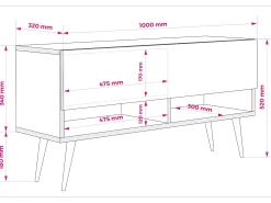 Móvel De Tv| Móvel TV : Fosco, pernas douradas abertas, 100 × 32 × 52 cm Branco