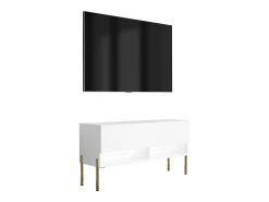 Móvel De Tv| Móvel TV : Fosco, pernas retas douradas, LED , 100 × 32 × 52 cm Branco