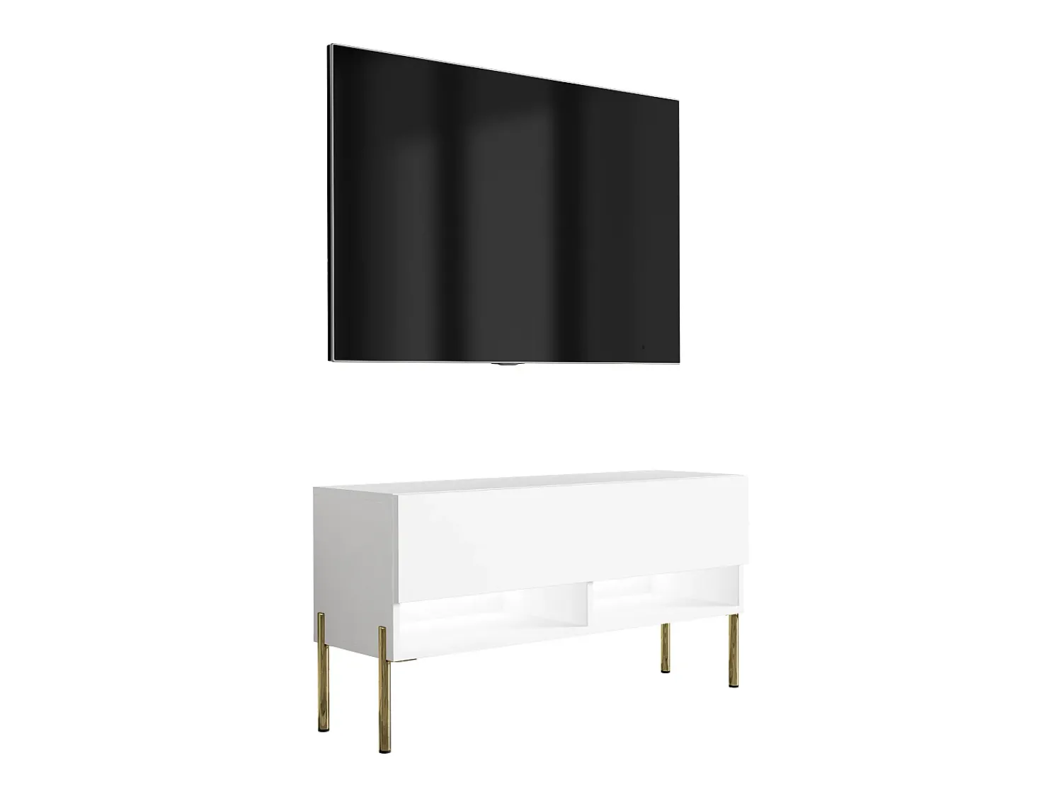 Móvel De Tv| Móvel TV : Fosco, pernas retas douradas, LED , 100 × 32 × 52 cm Branco