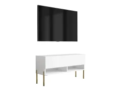 Móvel De Tv* Móvel TV : Fosco, pernas retas douradas, 100 × 32 × 52 cm Branco