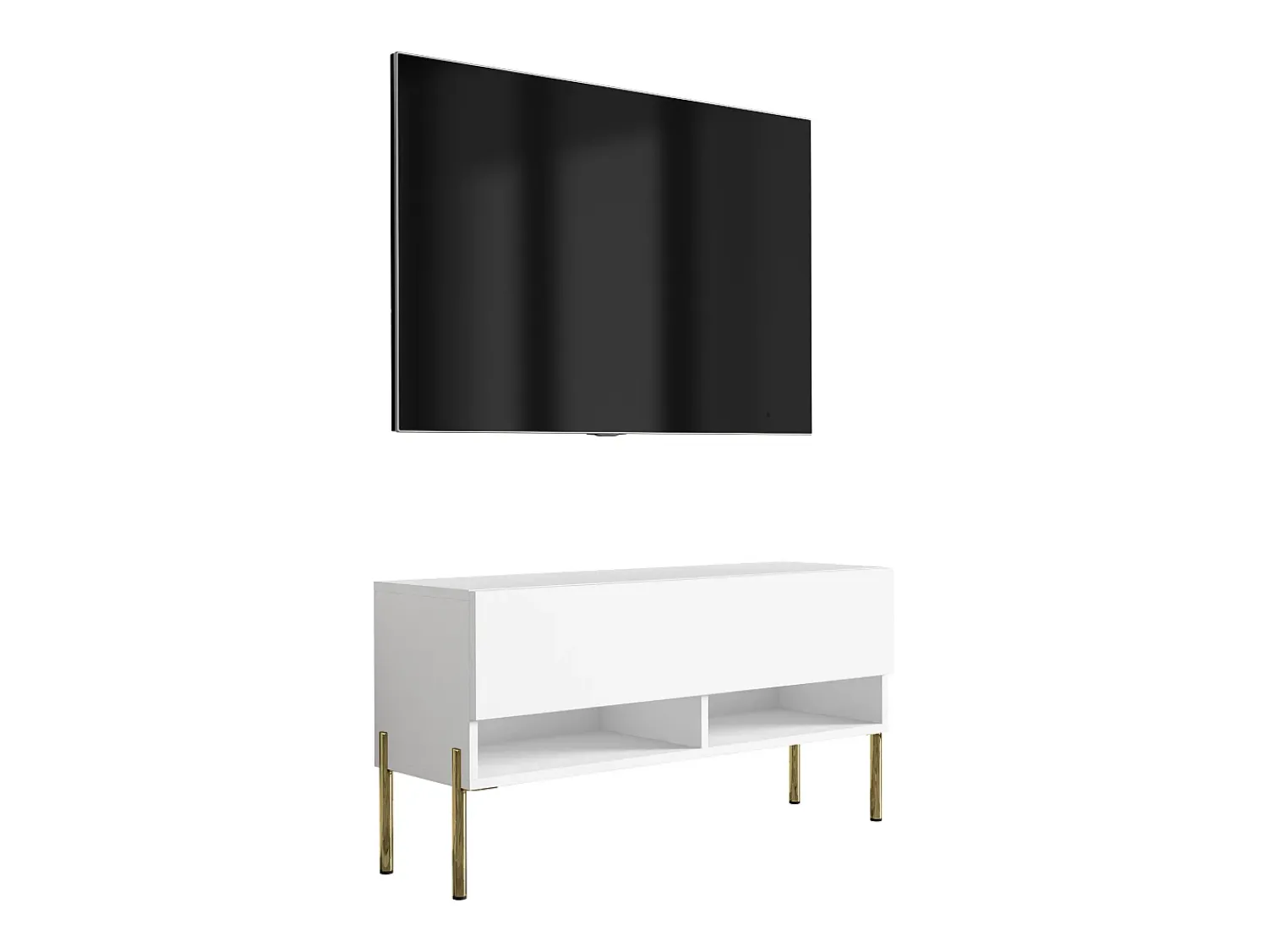 Móvel De Tv* Móvel TV : Fosco, pernas retas douradas, 100 × 32 × 52 cm Branco