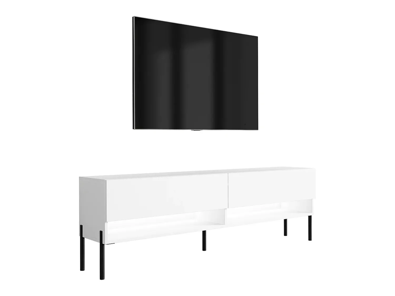 Móvel De Tv| Móvel TV : Fosco, pernas pretas retas, LED , 170 × 32 × 52 cm Branco
