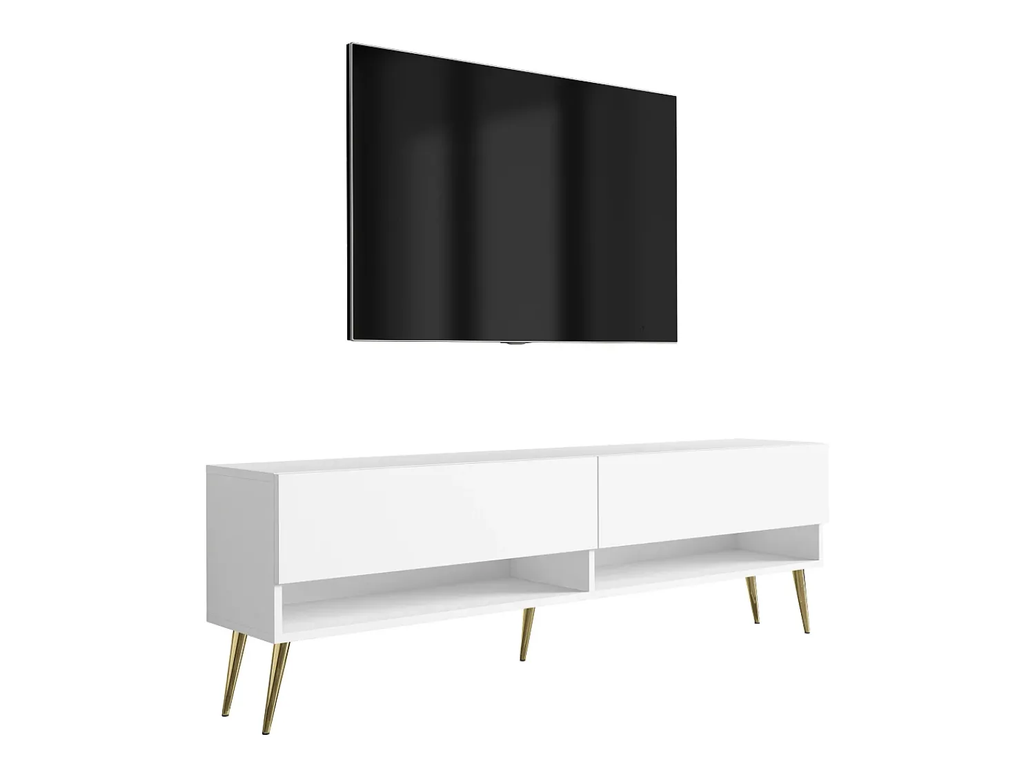 Móvel TV : Fosco, pernas douradas abertas, 170 × 32 × 52 cm^ Móvel De Tv