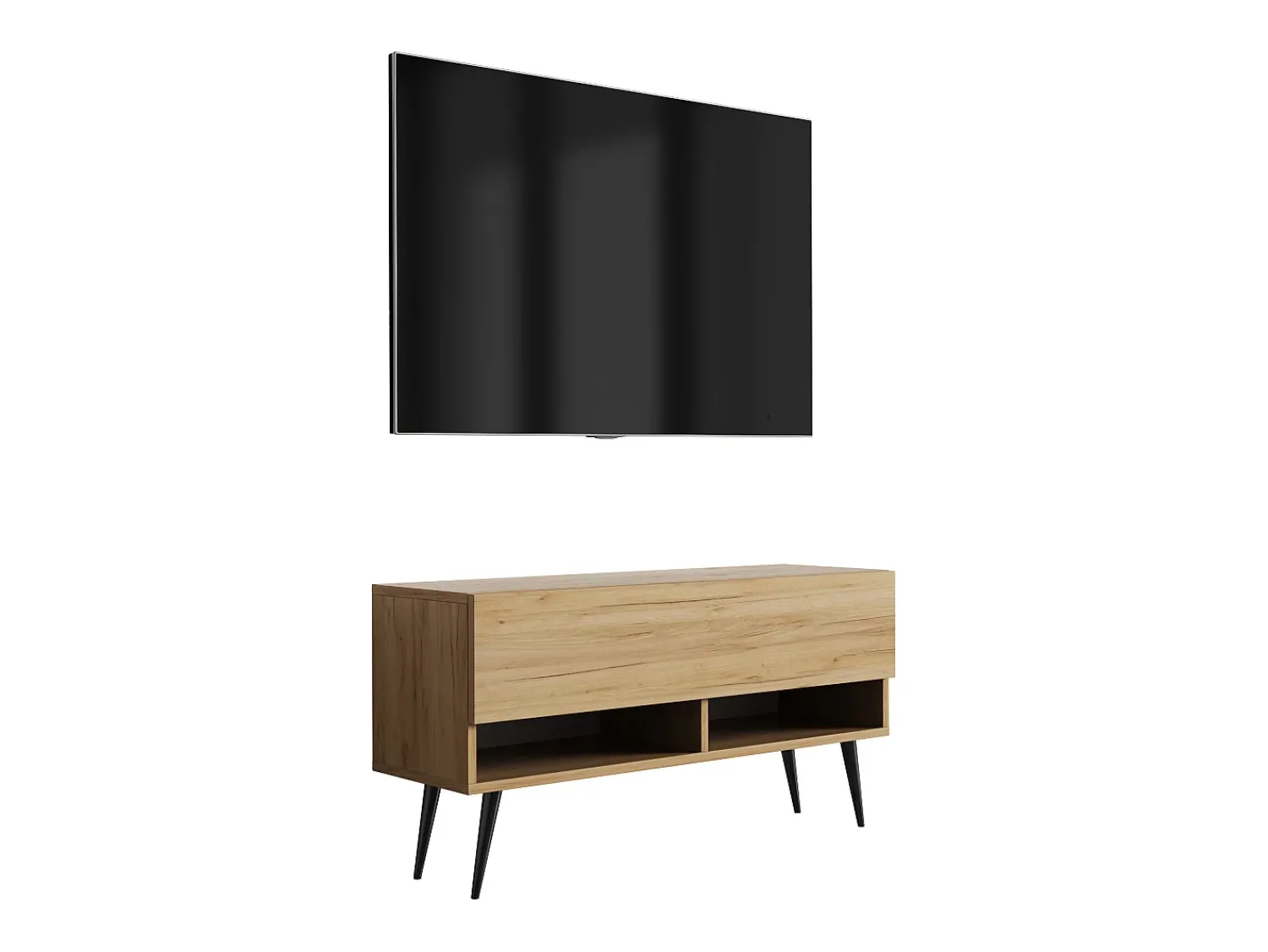 Best Móvel TV : Carvalho Craft, pernas pretas abertas, 100 × 32 × 52 cm Castanho