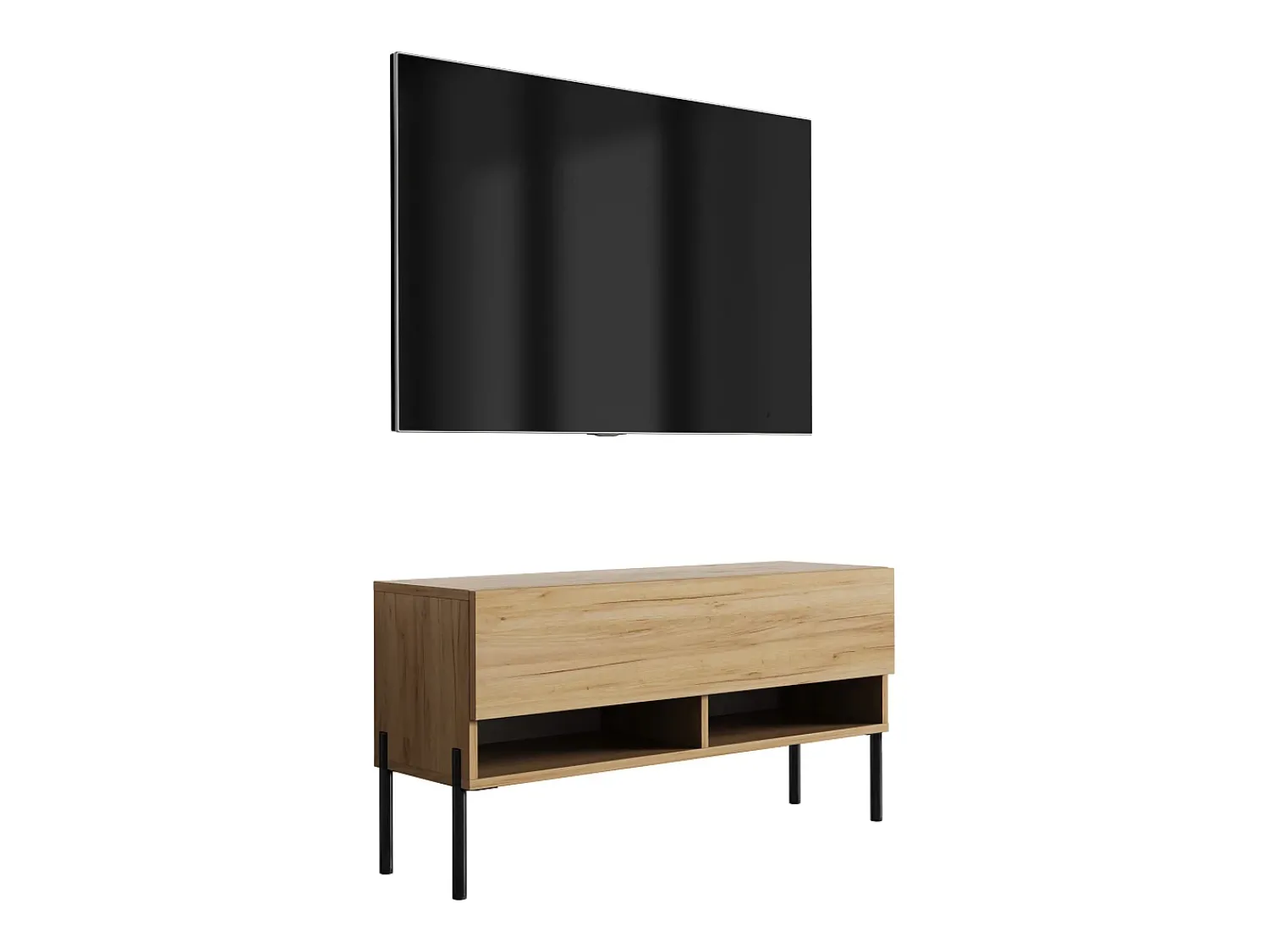 Móvel De Tv| Móvel TV : Carvalho Craft, pernas pretas retas, 100 × 32 × 52 cm Castanho