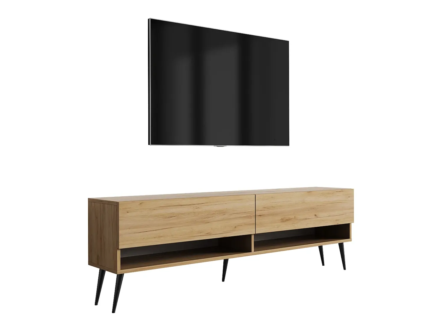 Móvel TV : Carvalho Craft, pernas pretas abertas, 170 × 32 × 52 cm^ Móvel De Tv