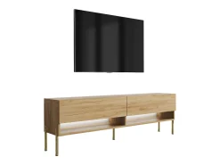 Online Móvel TV : Carvalho Craft, pernas retas douradas, LED branco, 170 × 32 × 52 cm Castanho