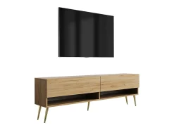 Móvel TV : Carvalho Craft, pernas douradas abertas, 170 × 32 × 52 cm^ Móvel De Tv