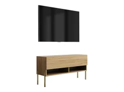 Móvel De Tv| Móvel TV : Carvalho Craft, pernas retas douradas, 100 × 32 × 52 cm Castanho