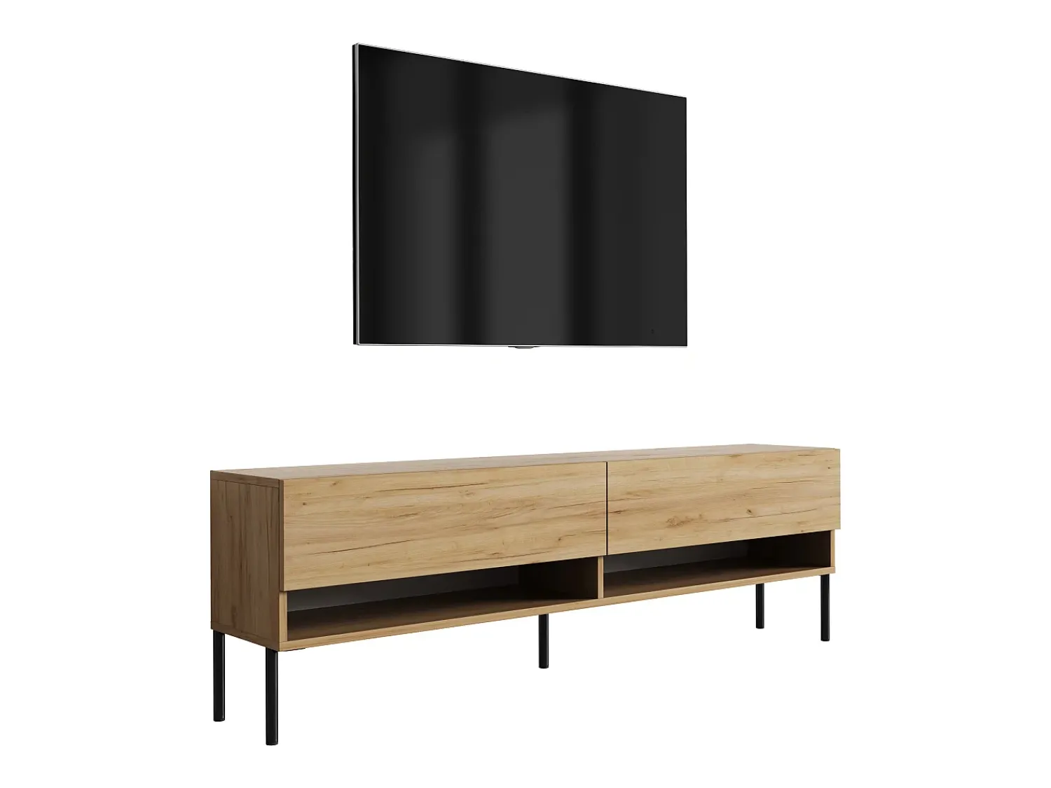 New Móvel TV : Carvalho Craft, pernas pretas retas, 170 × 32 × 52 cm Castanho