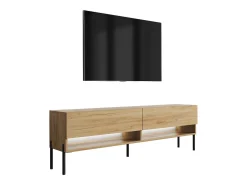 Móvel De Tv* Móvel TV : Carvalho Craft, pernas pretas retas, LED branco, 170 × 32 × 52 cm Castanho
