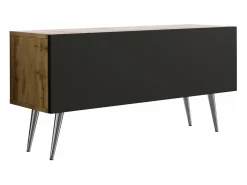Outlet Móvel TV : Carvalho Wotan / Preto Fosco, patas cromadas, 100 x 52 x 32 cm Castanho