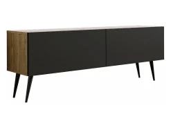 Móvel De Tv* Móvel TV : Carvalho Wotan / Preto Fosco, patas pretas, 140 x 52 x 32 cm Castanho