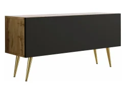 Móvel De Tv* Móvel TV : Carvalho Wotan / Preto Fosco, patas dourados, 100 x 52 x 32 cm Castanho