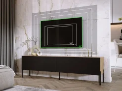 Best Móvel TV : Carvalho Wotan / Preto Fosco, patas pretas, 170 x 52 x 32 cm Castanho
