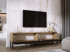 Best Móvel TV : Carvalho Wotan / Preto Fosco, patas pretas, 170 x 52 x 32 cm Castanho