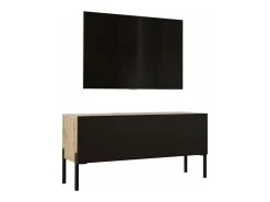 Móvel De Tv* Móvel TV : Carvalho Wotan / Preto Fosco, patas pretas, 100 x 52 x 32 cm Castanho