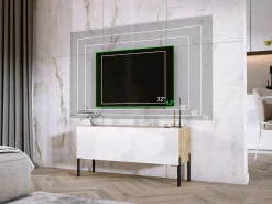 Sale Móvel TV : Carvalho Wotan / Branco Brilhante, patas pretas, 100 x 52 x 32 cm Castanho