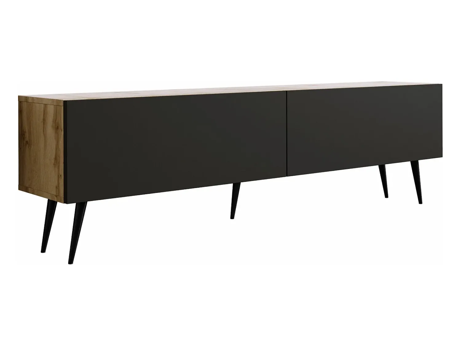 Clearance Móvel TV : Carvalho Wotan / Preto Fosco, patas pretas, 170 x 52 x 32 cm Castanho
