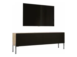 Móvel De Tv| Móvel TV : Carvalho Wotan / Preto Fosco, patas cromadas, 140 x 52 x 32 cm Castanho