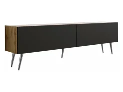Móvel De Tv| Móvel TV : Carvalho Wotan / Preto Fosco, patas cromadas, 170 x 52 x 32 cm Castanho
