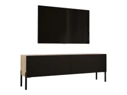 Móvel De Tv* Móvel TV : Carvalho Wotan / Preto Fosco, patas pretas, 140 x 52 x 32 cm Castanho