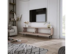 Outlet Móvel TV : Caramelo, patas pretas, 140 x 52 x 32 cm Castanho