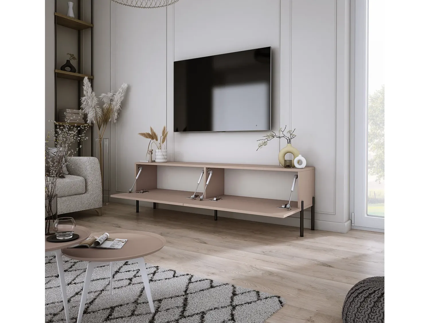 Móvel TV : Caramelo, 140 x 52 x 32 cm, patas pretas^ Móvel De Tv