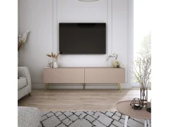 Clearance Móvel TV : Caramelo, 140 x 52 x 32 cm, patas douradas Castanho