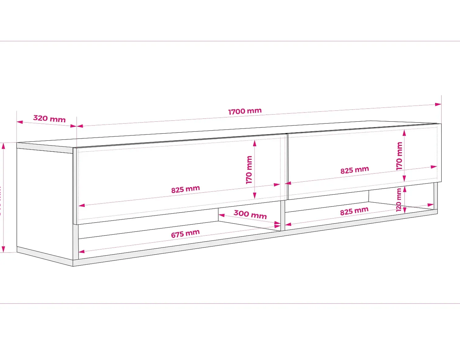 Hot Móvel TV : Caxemira, LED branco, 170 × 32 × 34 cm Bege