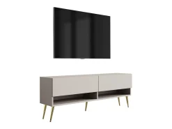 Móvel TV : Caxemira, pernas douradas abertas, 140 × 32 × 52 cm^ Móvel De Tv