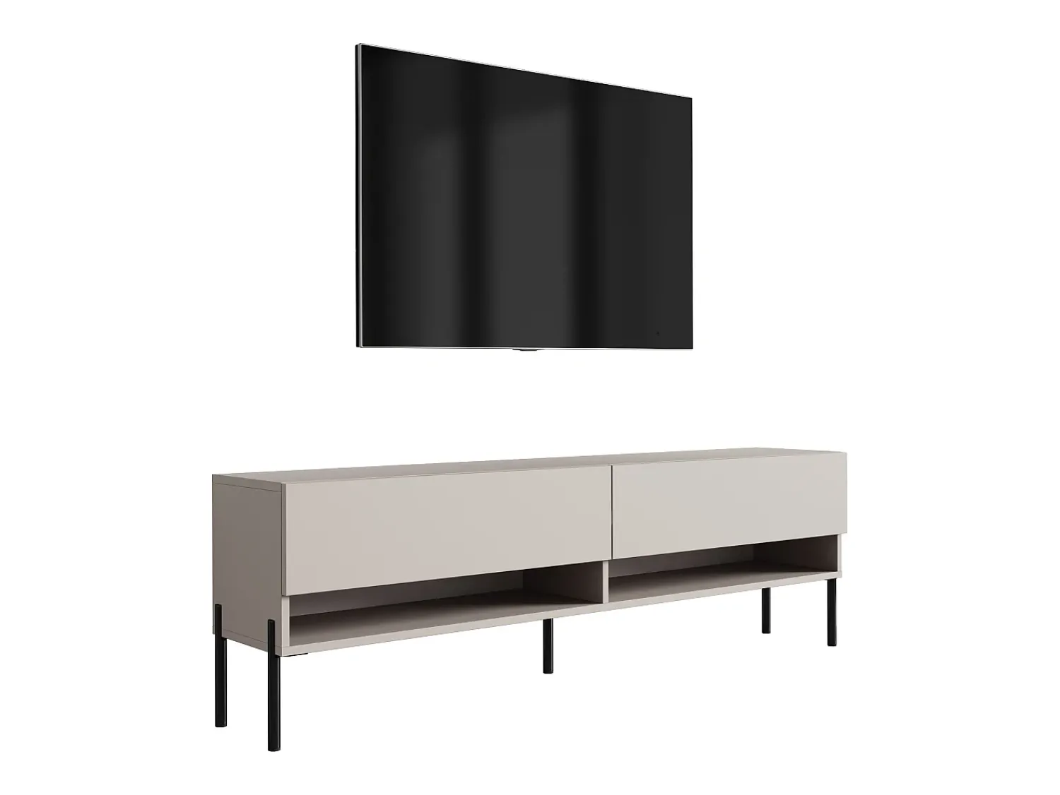 Móvel De Tv| Móvel TV : Caxemira, pernas pretas retas, 170 × 32 × 52 cm Bege