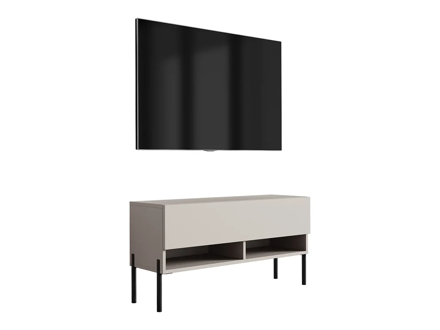 Móvel De Tv* Móvel TV : Caxemira, pernas pretas retas, 100 × 32 × 52 cm Bege