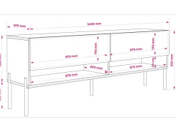 Best Móvel TV : Caxemira, pernas pretas retas, 140 × 32 × 52 cm Bege