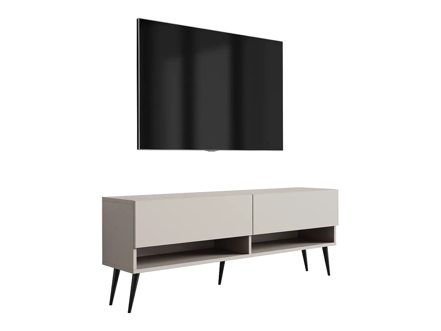 Móvel TV : Caxemira, pernas pretas abertas, 140 × 32 × 52 cm^ Móvel De Tv