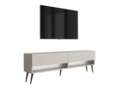 Móvel De Tv| Móvel TV : Caxemira, pernas pretas abertas, LED branco, 170 × 32 × 52 cm Bege
