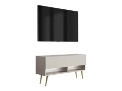 Móvel TV : Caxemira, pernas douradas abertas, LED branco, 100 × 32 × 52 cm^ Móvel De Tv
