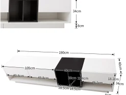 Móvel De Tv*Merax Móvel TV 190 cm - 3 gavetas e 4 nichos - aglomerado - cores e preto Branco