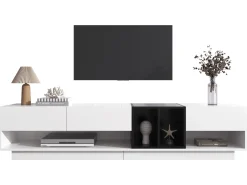 Móvel De Tv*Merax Móvel TV 190 cm - 3 gavetas e 4 nichos - aglomerado - cores e preto Branco