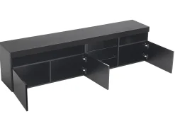 Móvel De Tv*Merax Móvel TV 180 cm - 3 portas e 3 nichos - LEDs - lacado brilhante Preto