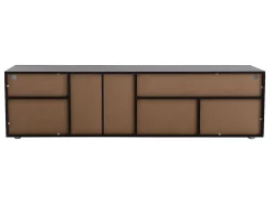 Móvel De Tv*Merax Móvel TV 180 cm - 3 portas e 3 nichos - LEDs - lacado brilhante Preto